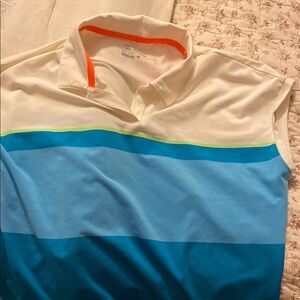 Nike Blue and White Sleeveless Polo Shirt